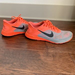 Orange and Gray Nike Lunarlon shoes size 10